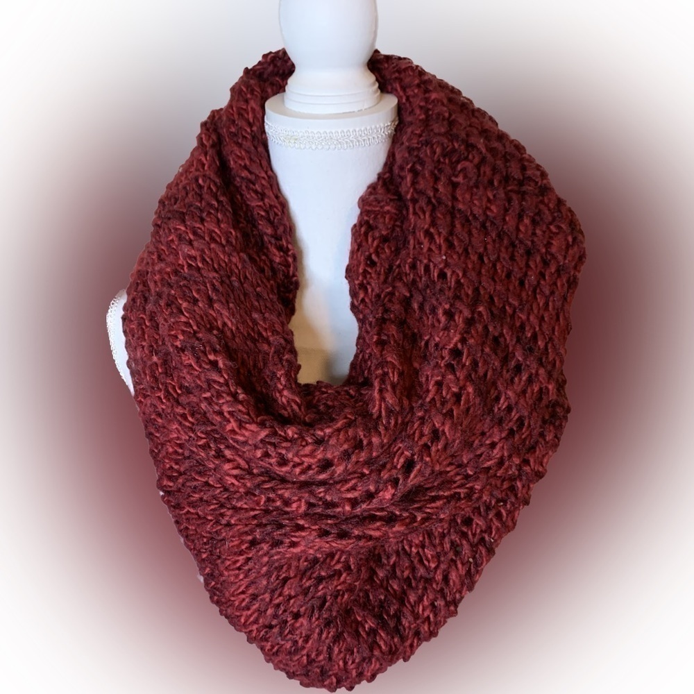 Express Red Marbled Knit Infinity Scarf